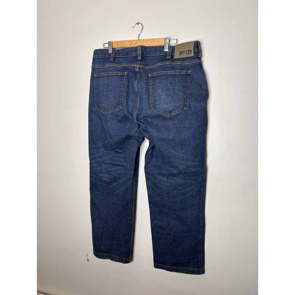 Duluth Trading Co Flex Ballroom Men's Blue Denim Jeans Relaxed Straight Stretch - Picture 6 of 9